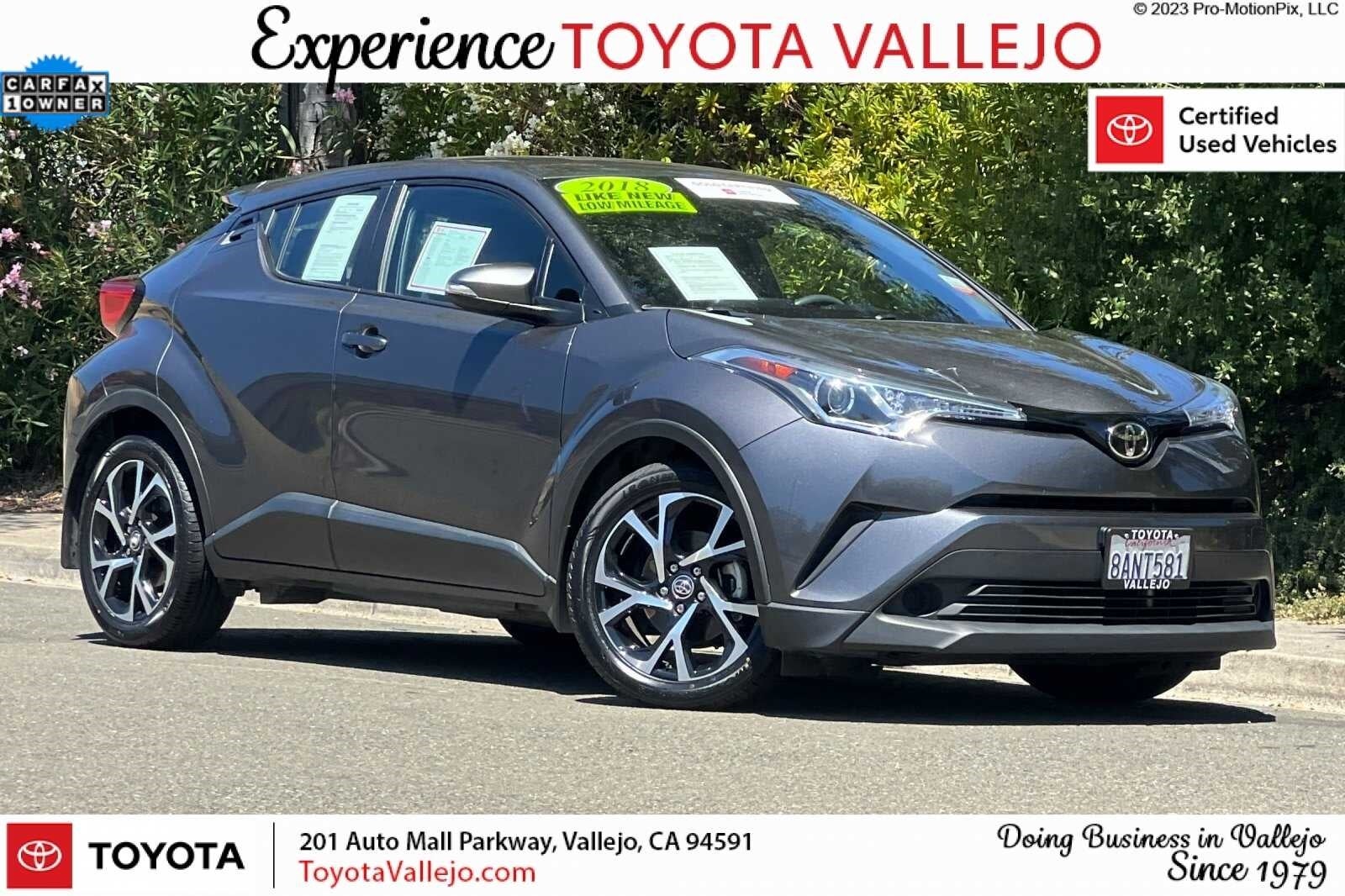 Used 2018 Toyota C-HR XLE with VIN NMTKHMBX1JR026056 for sale in Vallejo, CA